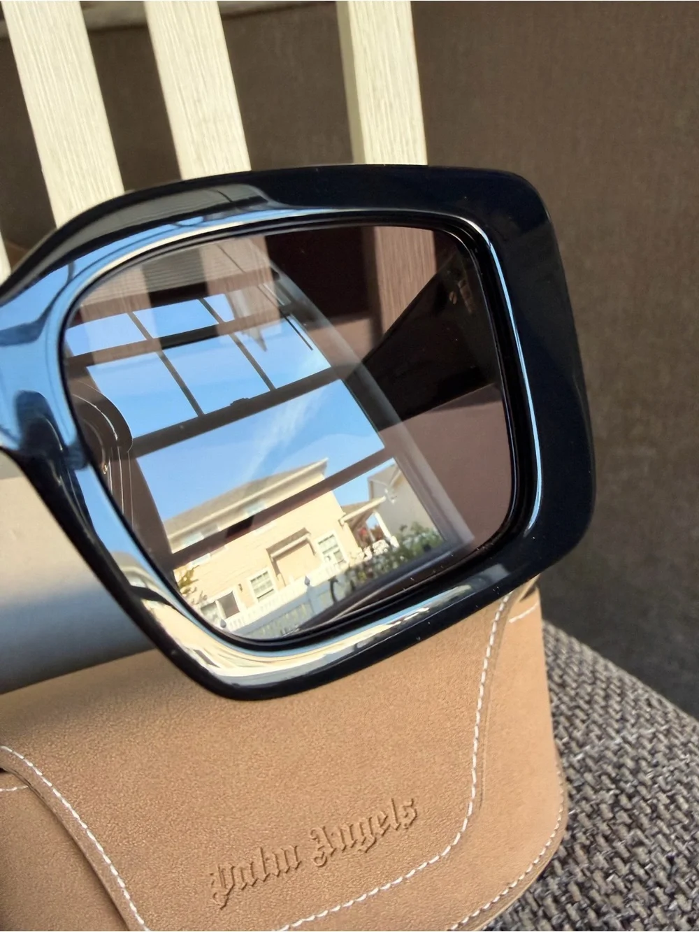 Palm Angels Black Sunglasses with Gold Palm Logo